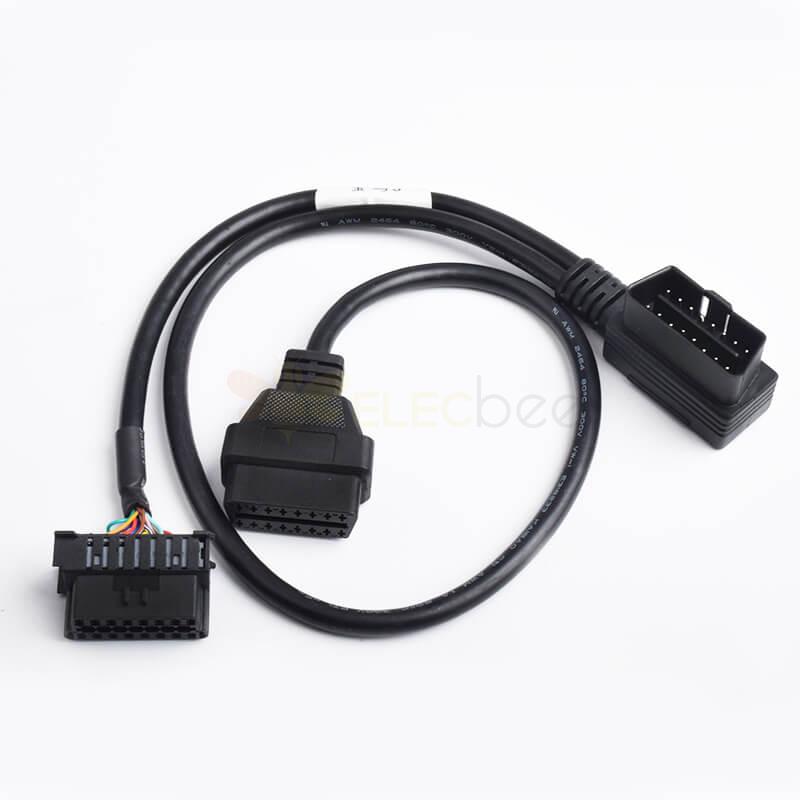 Automobile OBD2 Male To Dual Female Extension Cable For BMW OBD Extension Cable 16Pin 20Cm