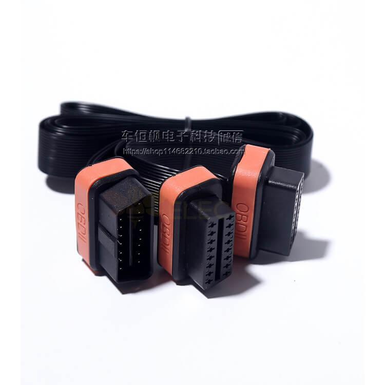 OBD2 Male To Dual Female Extension Cable 16 Pin Flat Cable OBD Extension Cable 16 Pin 1M
