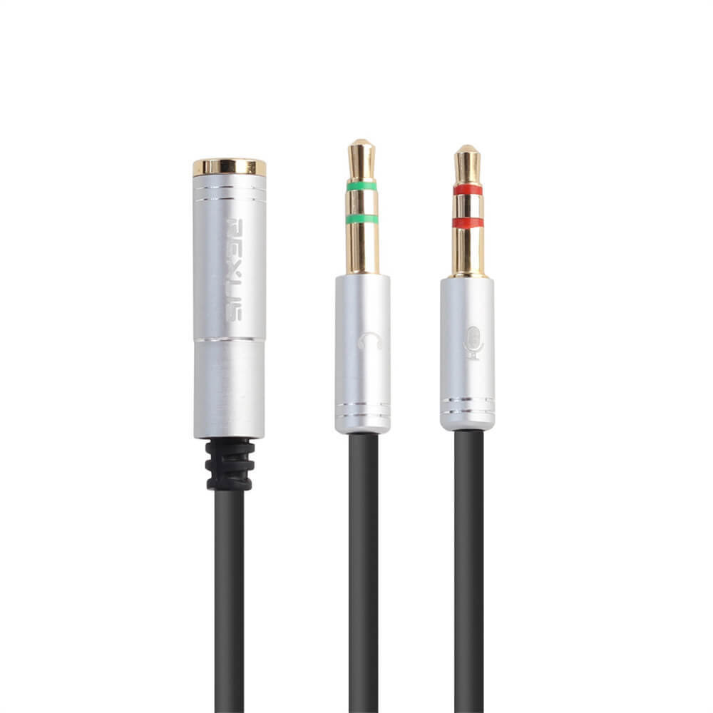 3,5-mm-Dual-Stecker auf 3,5-mm-Buchse Headset-Adapterkabel 0,3 m