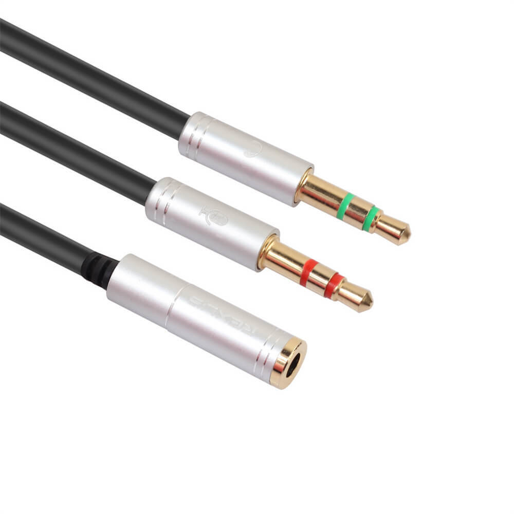3.5mm Dual Male To 3.5mm Female Headset Adapter Cable 0.3M