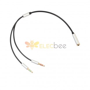 3.5mm Dual Male To 3.5mm Female Headset Adapter Cable 0.3M