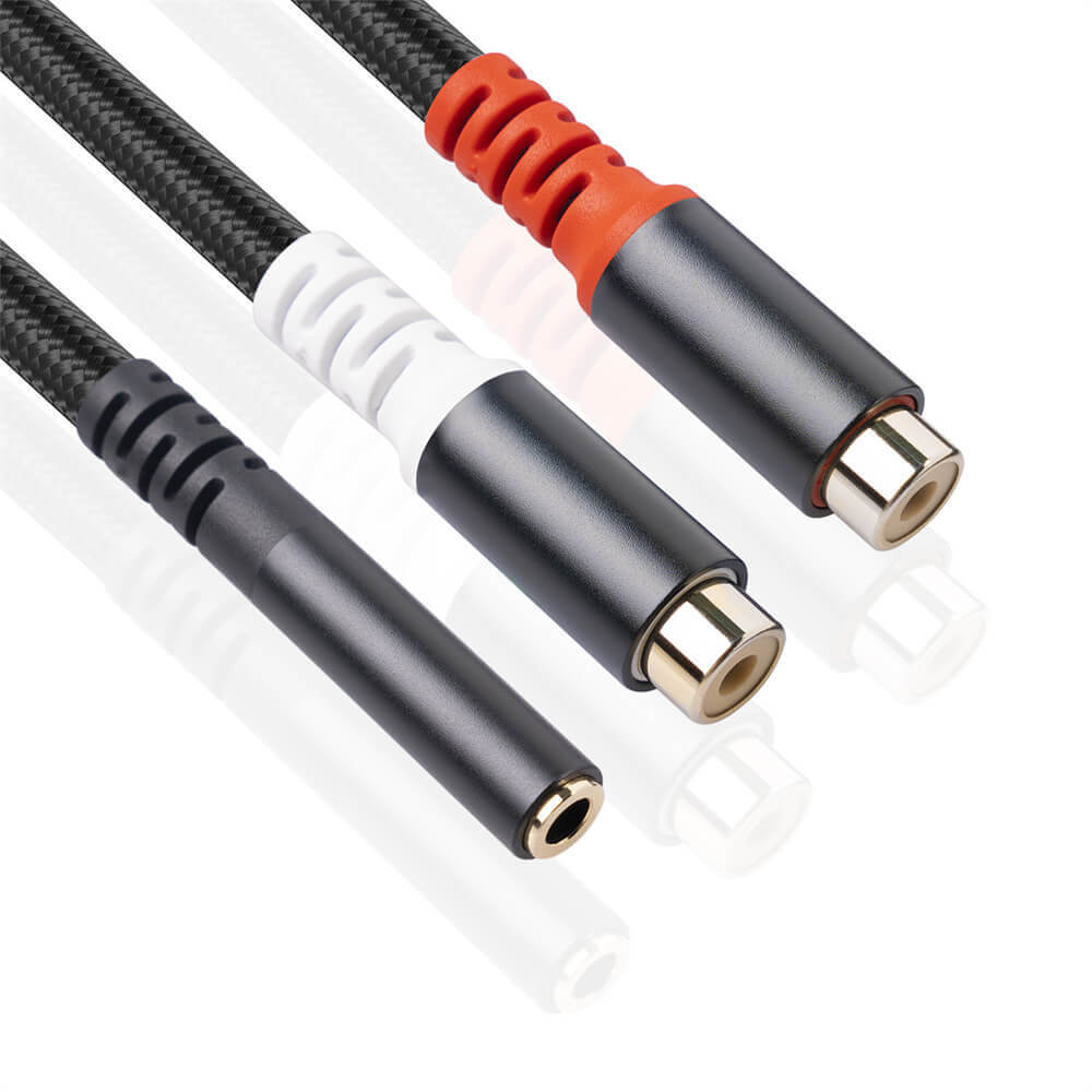 30cm 3.5mm Stereo Male To 2RCA Female Audio Cable Mini 3.5mm