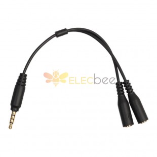 Aux Cable 3.5mm 4 Pole Male To 2 Female With Mic Y Scable USB Y Splitter Extension Headphones Cable 20Cm 0.2M