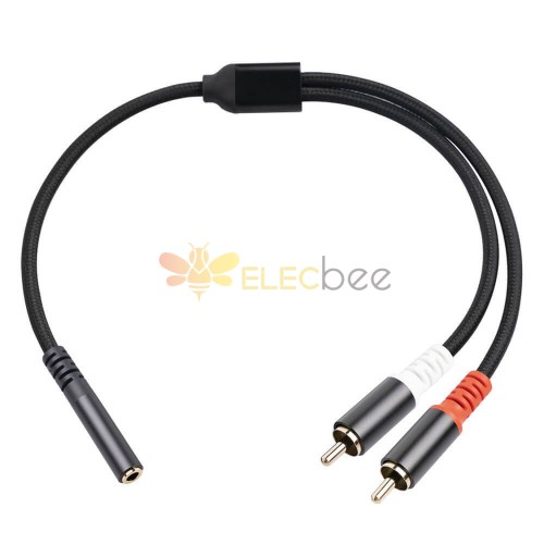 Gold Plated 3.5mm Trs Female To 2 RCA Male Audio Speaker Y Splitter Cable 0.3M