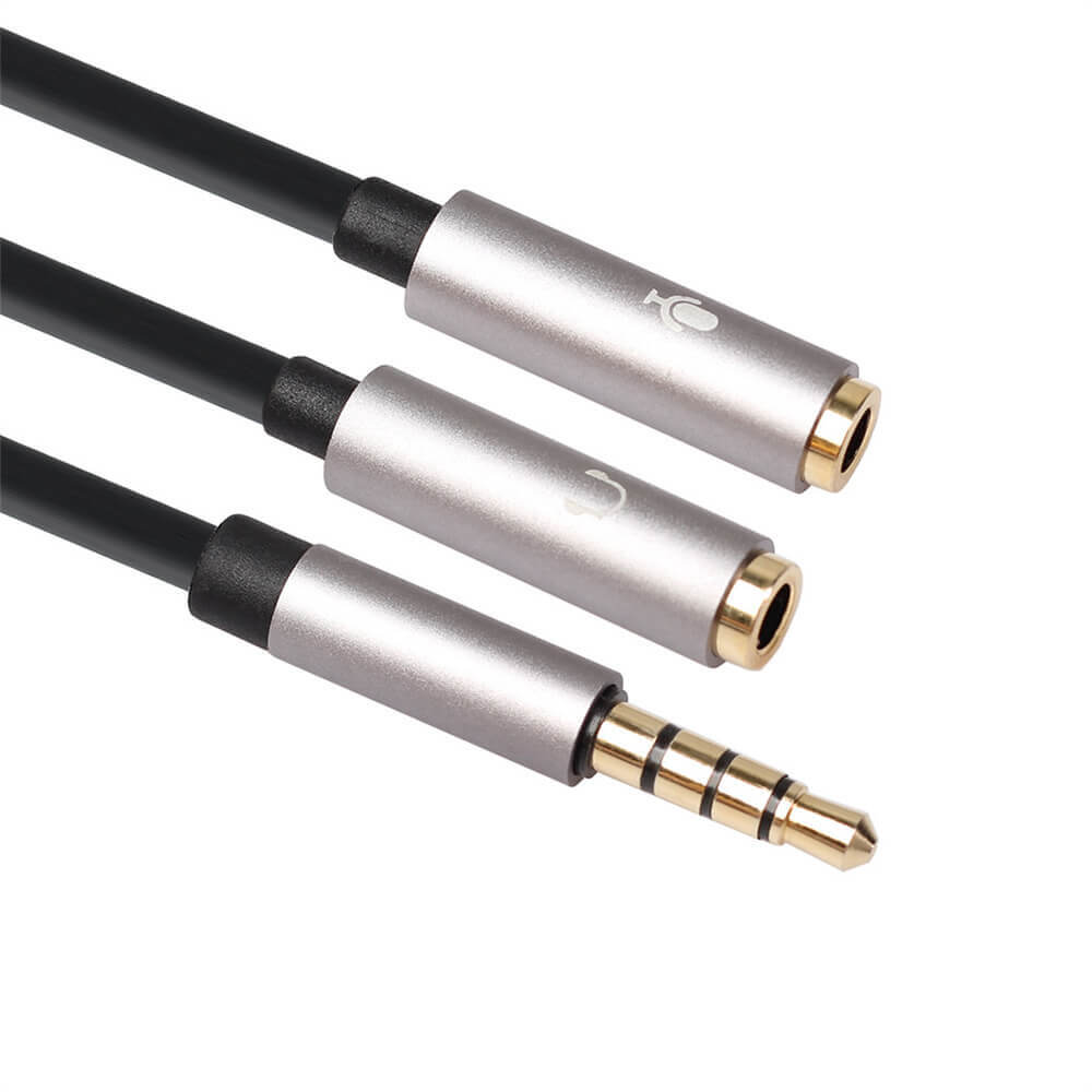 Cabo de áudio divisor de fone de ouvido de 3,5 mm macho para 2 fêmeas 0,2 M Mic de áudio Y divisor de cabo adaptador de extensão auxiliar para PC