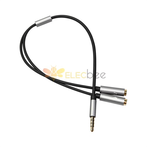 Cabo de áudio divisor de fone de ouvido de 3,5 mm macho para 2 fêmeas 0,2 M Mic de áudio Y divisor de cabo adaptador de extensão auxiliar para PC