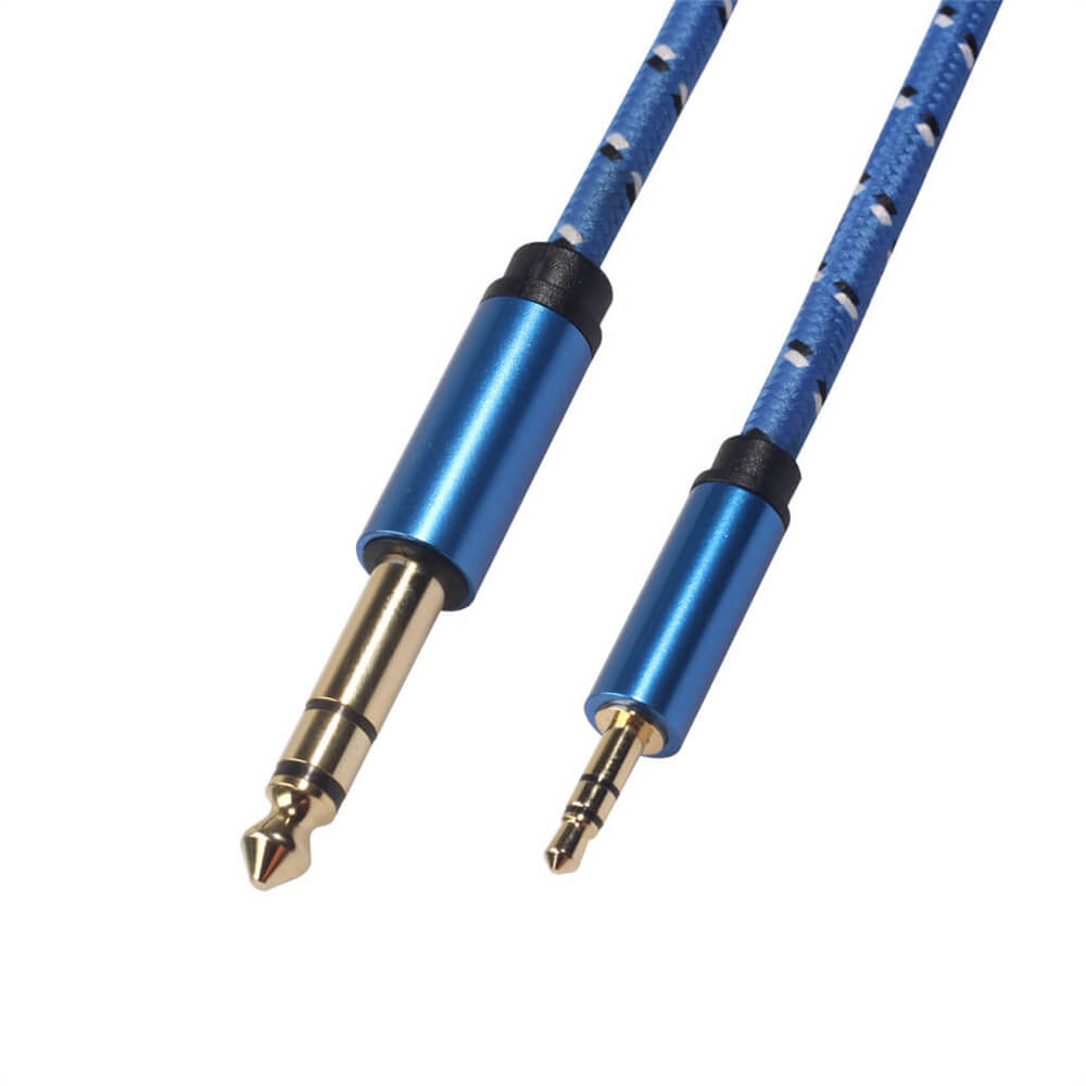 3,5 mm a 6,35 mm Trs Cable estéreo Altavoz chapado en oro Aux 3,5 mm macho a 6,5 ​​mm macho Cable de audio 1M
