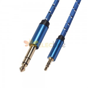 3,5 mm - 6,35 mm TRS Stereo Kablo Hoparlör Altın Kaplama Aux 3,5 mm Erkek - 6,5 mm Erkek Ses Kablosu 1 M