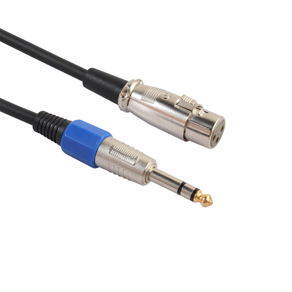 Conector XLR de 3 pinos para plugue macho estéreo de 6,35 mm Cabo adaptador de microfone Cabo de 1 M Conector de cabo de extensão de áudio profissional