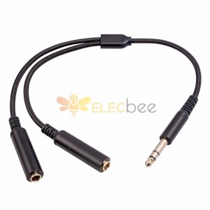 6.35mm 1/4 Inch Stereo Trs Male To 2 Dual 6.35mm Trs Female Y Splitter Cable 0.3M
