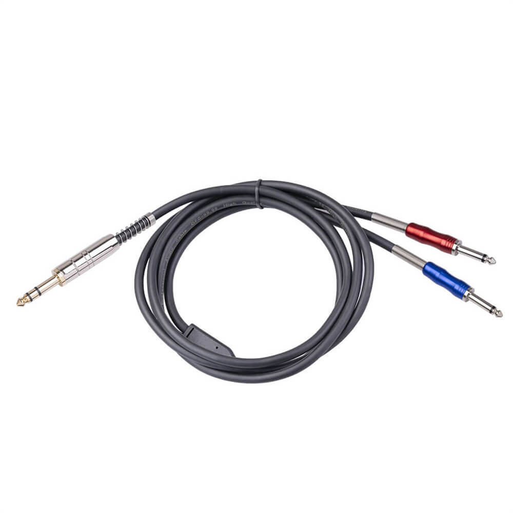 6.35mm Male To Double 6.35mm Male Mixer Gold Plated Double Shielded Wire Two-Way Audio Cable 1.8 Meters