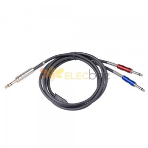 6.35mm Male To Double 6.35mm Male Mixer Gold Plated Double Shielded Wire Two-Way Audio Cable 1.8 Meters