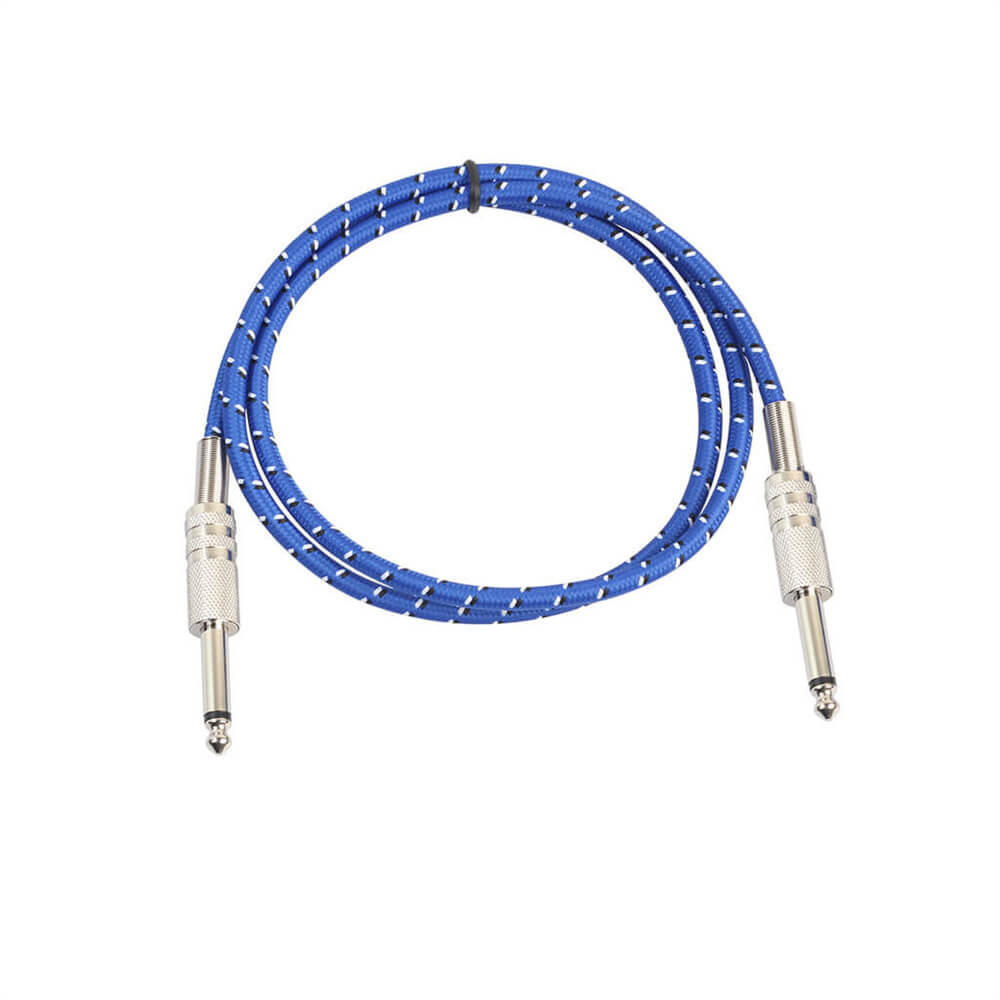 6.35mm Male To Male Audio Cable Electric Guitar Mixer Dual Channel Wire Braided Shielding Stereo 6.35mm Microphone Cable 1M