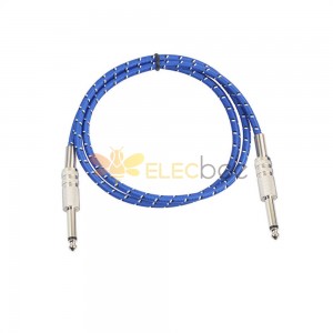 Cable de Audio macho a macho de 6,35mm, mezclador de guitarra eléctrica, Cable de doble canal, blindaje trenzado, estéreo, Cable de micrófono de 6,35mm, 1M