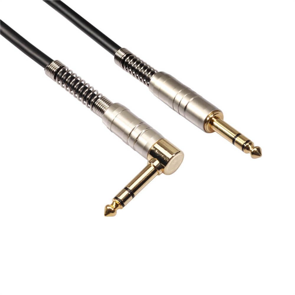 6,35 mm maschio Ts ad angolo retto a dritto maschio accessori per strumenti musicali elettrici cavo per chitarra da 6,35 mm 1 m