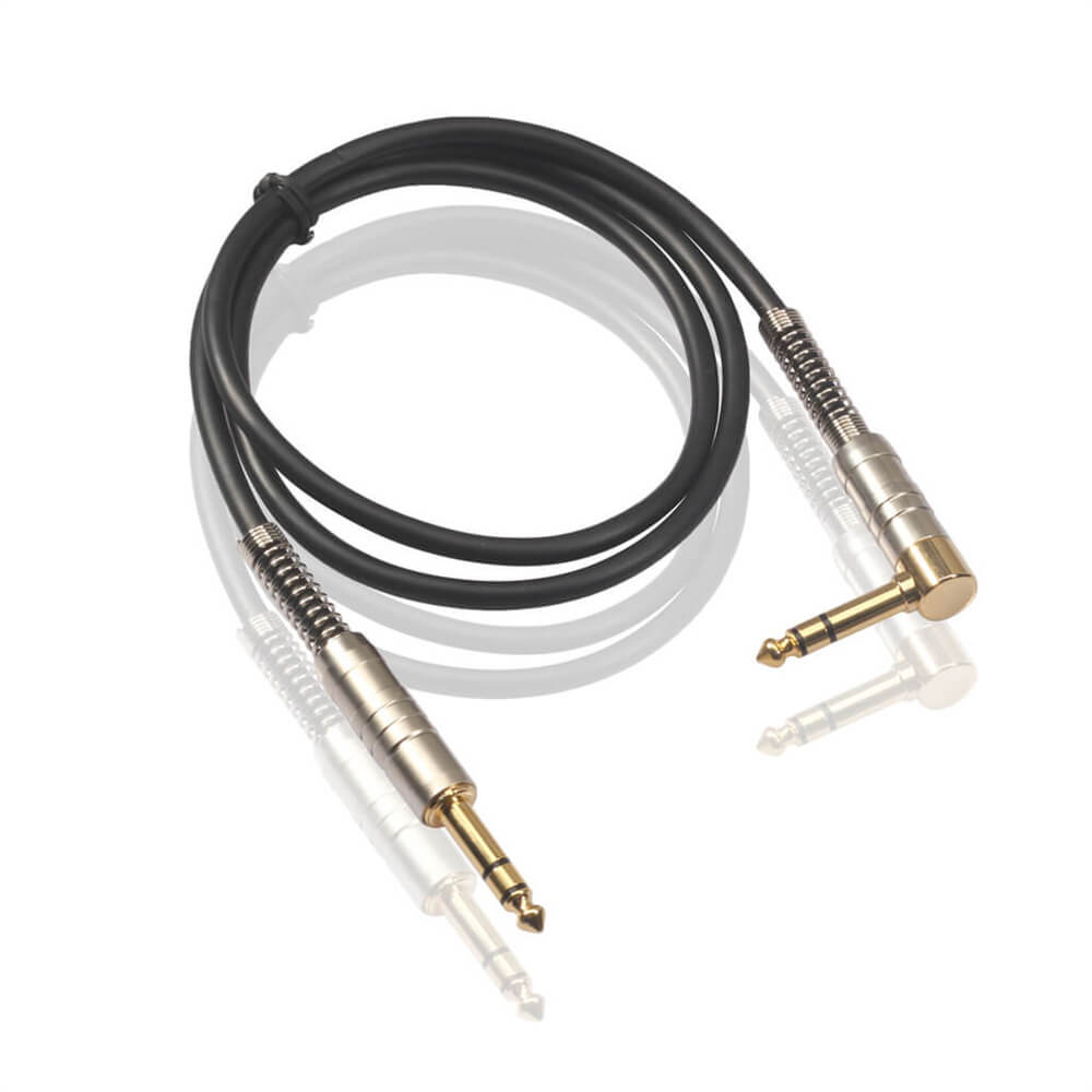 6.35mm Male Ts Right Angle To Straight Male Electric Music Instrument Accessories 6.35mm Guitar Cable 1M