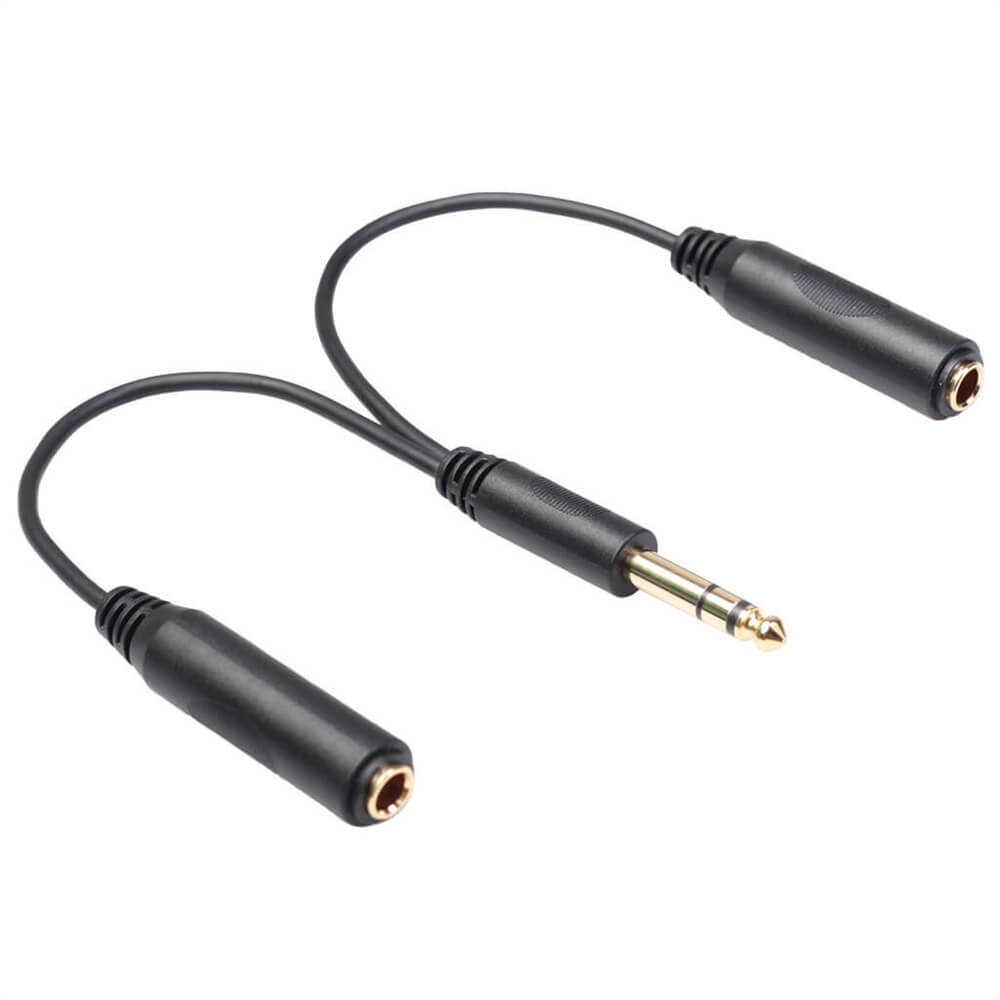 6.35mm Stereo Male To Dual 6.35mm Female Adapter 6.35mm Y Splitter Audio Cable 20Cm Double 6.5mm Amplifier Cord
