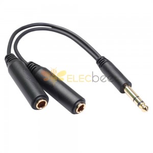 6.35mm Stereo Male To Dual 6.35mm Female Adapter 6.35mm Y Splitter Audio Cable 20Cm Double 6.5mm Amplifier Cord