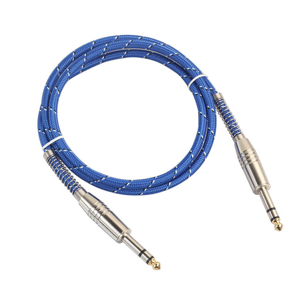 Cable de Audio de 6,35mm a 6,35mm macho a macho para mezclador de guitarra eléctrica Cable estéreo 1 metro