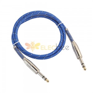 Câble audio 6,35 mm à 6,35 mm mâle à mâle pour câble stéréo de mélangeur de guitare électrique 1 mètre