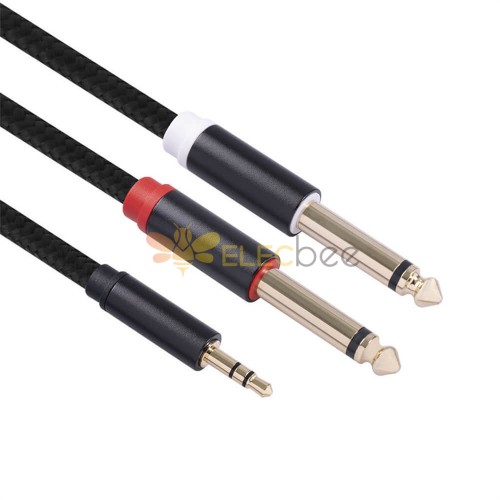 Cable 3.5mm Male To Double 6.35mm Male Aux Cable 2Mono For Mixer Amplifier Speaker 6.5mm 3.5 Male Splitter Cable 1M