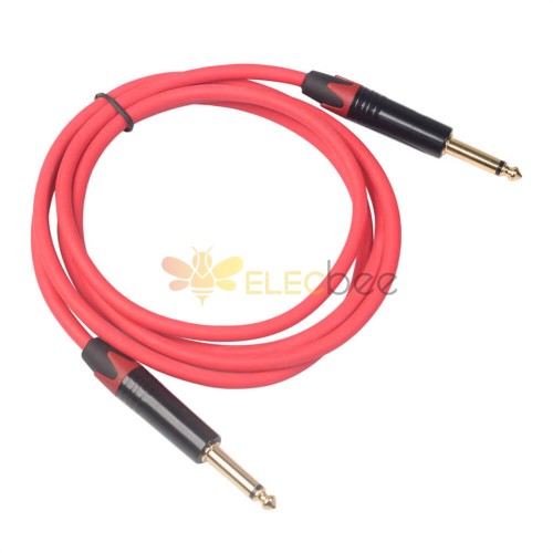 Double Shield Gold-Plated 6.35mm Male To Male Mono Electric Guitar Audio Cable 1.8M