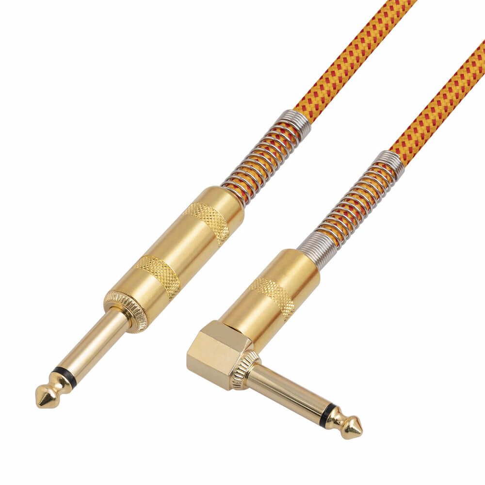 Double Shielded 22Awg Straight Head To Right 3M 6.35mm Male To Male Electric Guitar Audio Cable