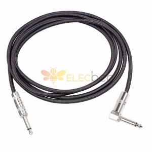 Double Shielded 22Awg Straight Trs 6.35mm Male To 6.35mm Male Right Angle Mono Electric Guitar Cable 2M