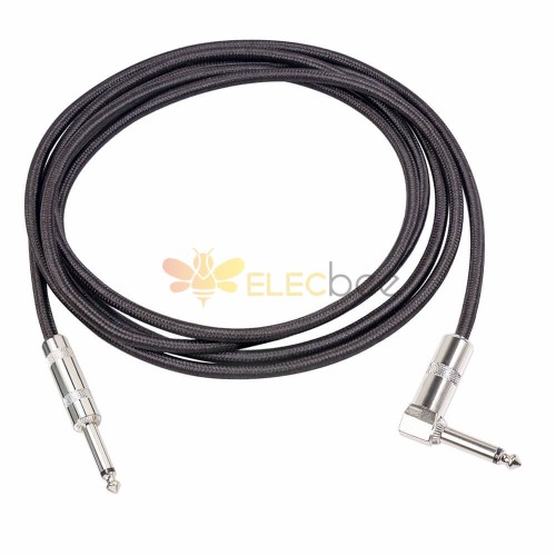 Double Shielded 22Awg Straight Trs 6.35mm Male To 6.35mm Male Right Angle  Mono Electric