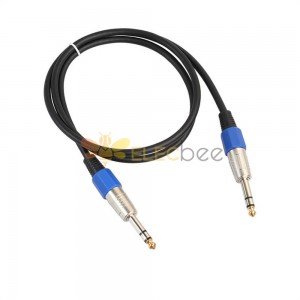 Doppelt abgeschirmtes Kabel, 3-poliges Stereo-6,35-Stecker-zu-Stecker-Öffentliches Audiokabel, 1 m