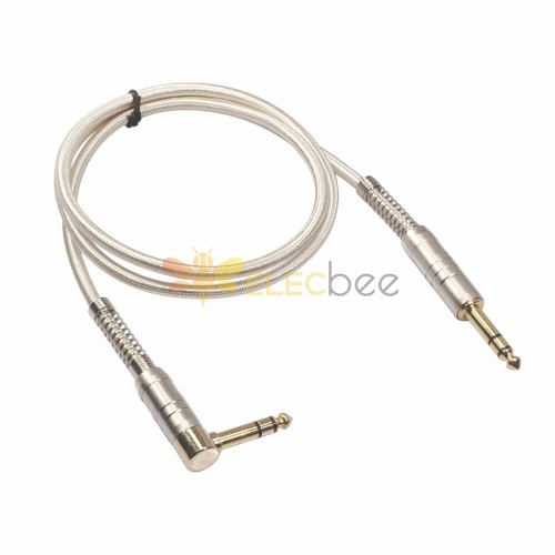 Gold Plated 6.35mm Straight Stereo Male To 6.35mm Male Right Electric Guitar Audio Cable 1M