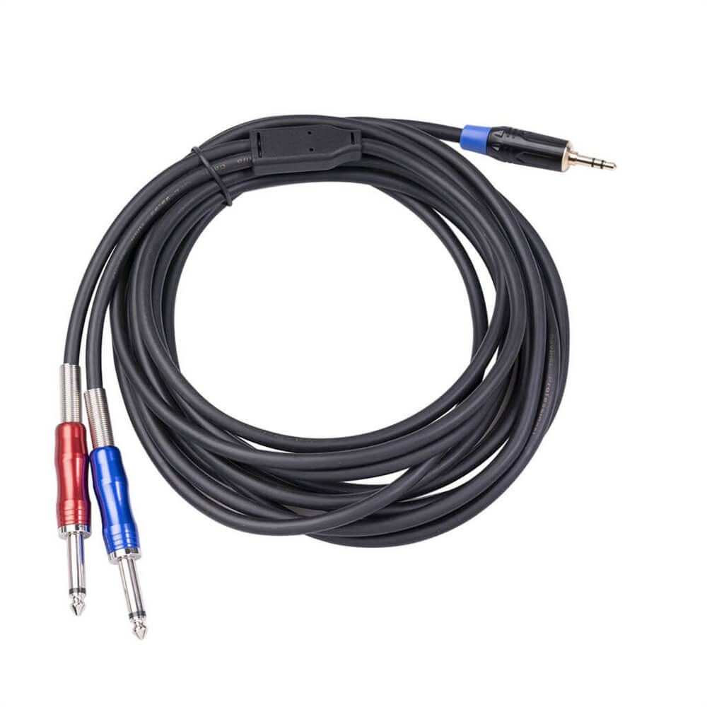 Mixer Gold Plated Double Shielded Wire 3.5mm Male To Double 6.35mm Male Two-Way Audio Cable 1.8 Meters