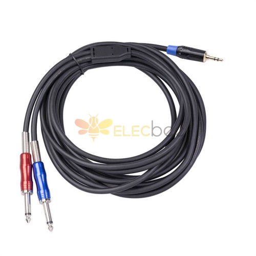 Mixer Gold Plated Double Shielded Wire 3.5mm Male To Double 6.35mm Male Two-Way Audio Cable 1.8 Meters