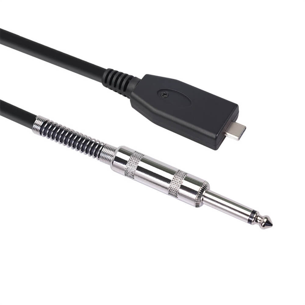 Cable USB tipo C macho a macho de 6,35mm, adaptador de grabación de Audio para guitarra, Cable de transmisión de sonido para guitarra, Cable de ordenador de 2M