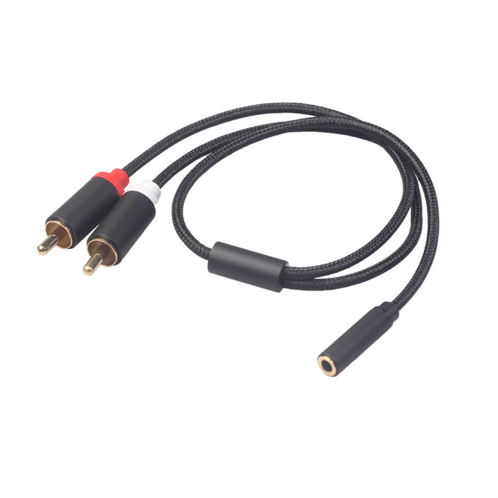 Transmisión de sonido de 0,3 M niquelado 3,5 Mm hembra 28Awg CC a cable de audio RCA gemelo