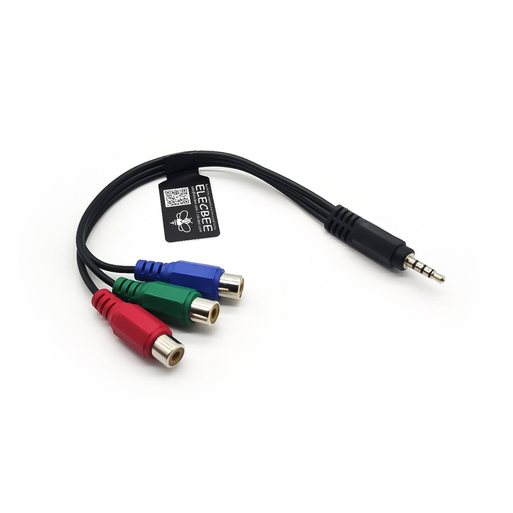 3,5 mm Stereo-Stecker auf 3 Cinch-Buchse, RGB-Adapter, CBF-Signalkabel, 0,3 m