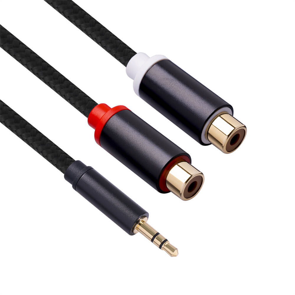 Câble audio stéréo mâle à 2RCA femelle de 30 cm 3,5 mm