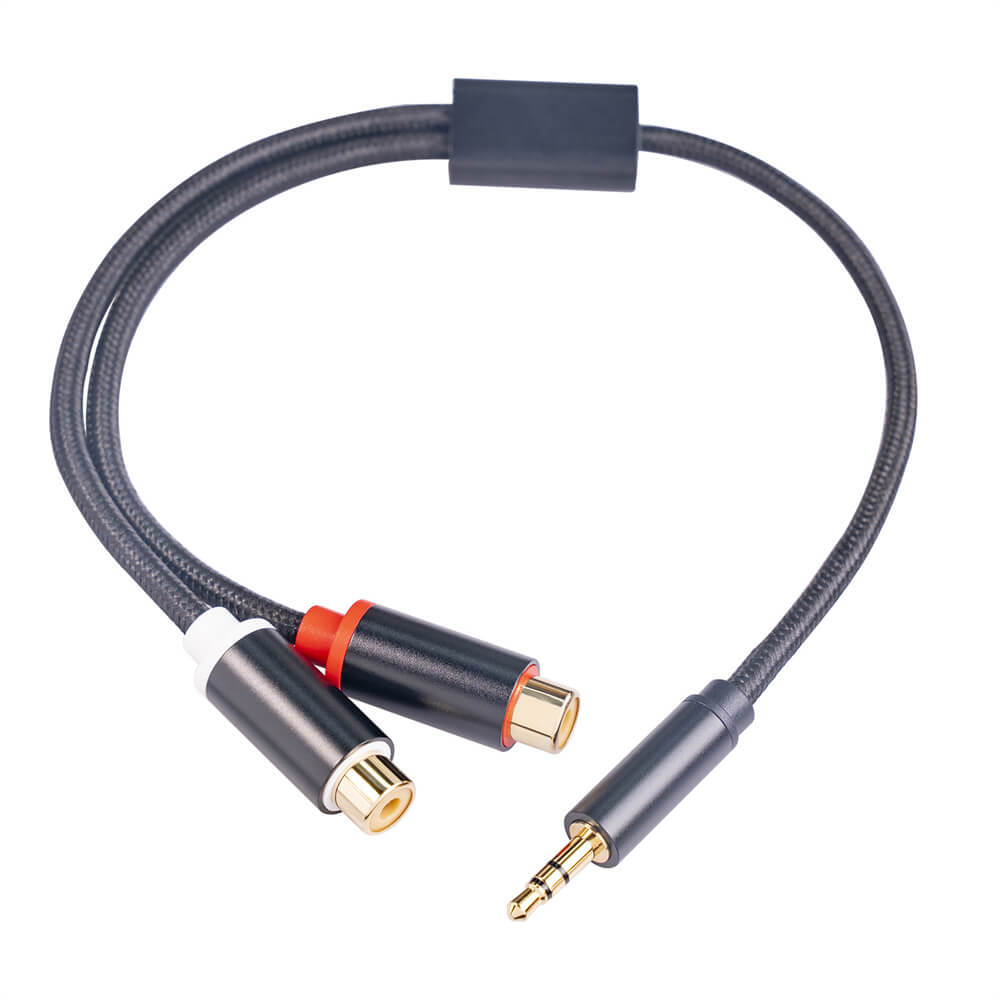 Câble audio stéréo mâle à 2RCA femelle de 30 cm 3,5 mm