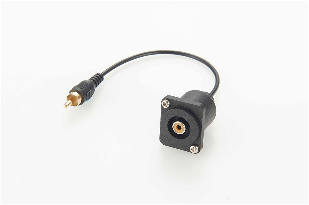 Conector de áudio de montagem em painel tipo D Rca fêmea Painel em forma de D para cabo macho Rca comprimento 0,1 m