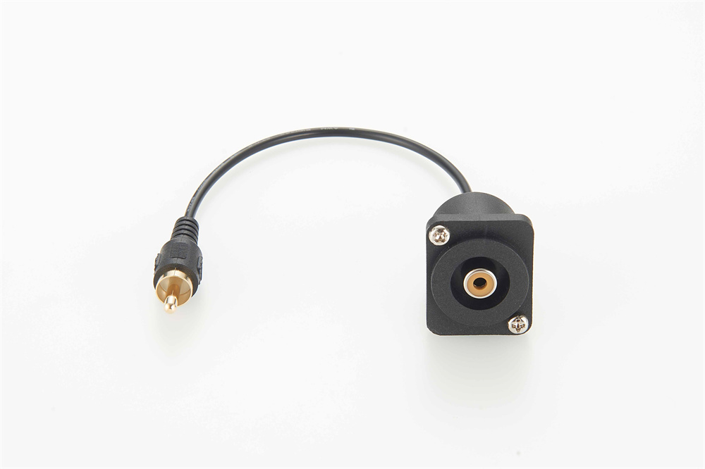 D型面板安裝音頻連接器RCA母底座轉RCA公線材0.1米