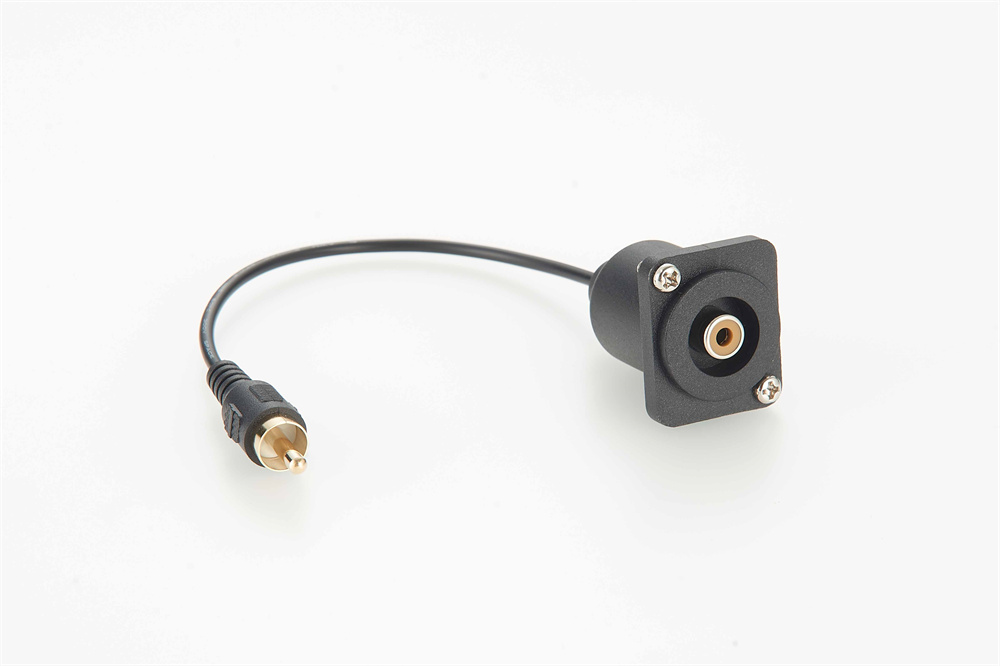 Conector de áudio de montagem em painel tipo D Rca fêmea Painel em forma de D para cabo macho Rca comprimento 0,1 m