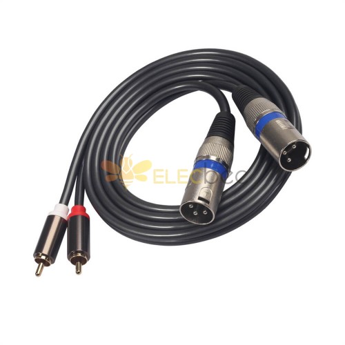 Enchufe macho 2RCA chapado en oro a 2XLR Cable de extensión de Audio macho para mezclador Cable de cobre puro RCA a Cable adaptador XLR 1,5 M