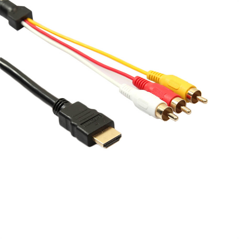 黑色镀金红黄白高清HDMI转3RCA莲花音视频线1.5米