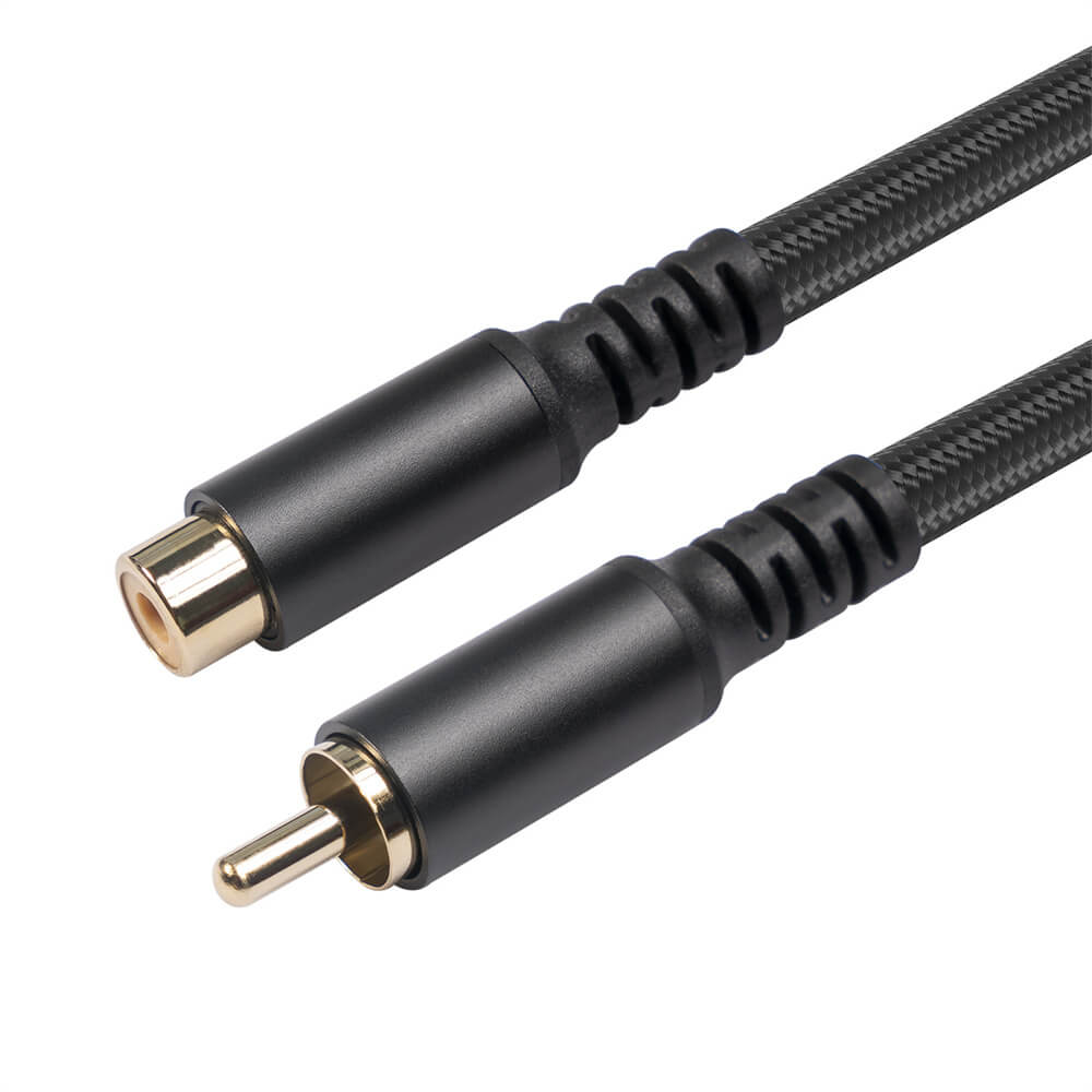 Câble d\'extension de connecteur RCA mâle à femelle 1 RCA à 1 câble d\'extension coaxial audio RCA noir 1.8M