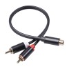 RCA Y Adapter Connector 1 Female To 2 Male RCA Extension Cable For Subwoofer 0.3M