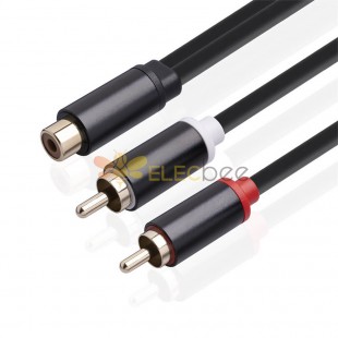 RCA Y Adapter Connector 1 Female To 2 Male RCA Extension Cable For Subwoofer 0.3M