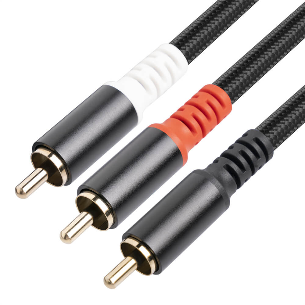 RCA Y Cable 1 RCA Male To 2 RCA Male Stereo Audio Cable Dual Shielded Gold Plated 1M Amplifier TV Mixer CD DVD Players Y Adap