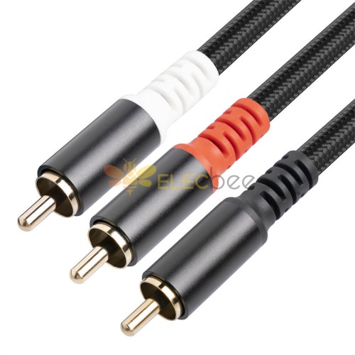RCA Y Cable 1 RCA Male To 2 RCA Male Stereo Audio Cable Dual Shielded Gold Plated 1M Amplifier TV Mixer CD DVD Players Y Adap
