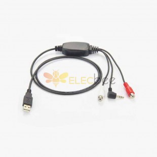 USB 2.0 Type A Male to Dual RCA Female and 3.5mm Angled Male Digital Audio Capture Card
