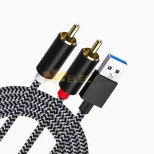 USB 3.0 A형 - 듀얼 RCA 오디오 AUX 케이블 2개 1M